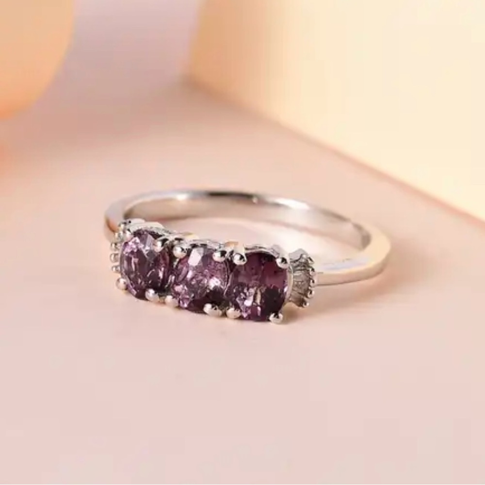 CLOSEOUT Tanzanian Lavender Spinel, Diamond Ring in Platinum over 925.NWT
